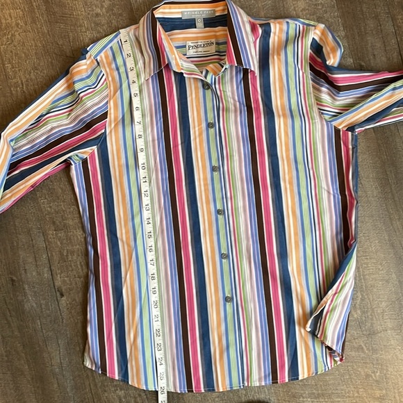 Pendleton Rainbow Vertical Stripe Button Front Shirt size 10 - Picture 13 of 14